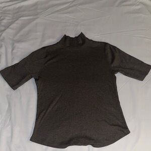 Elie Tahari Brown Short Sleeve Mock Neck Top